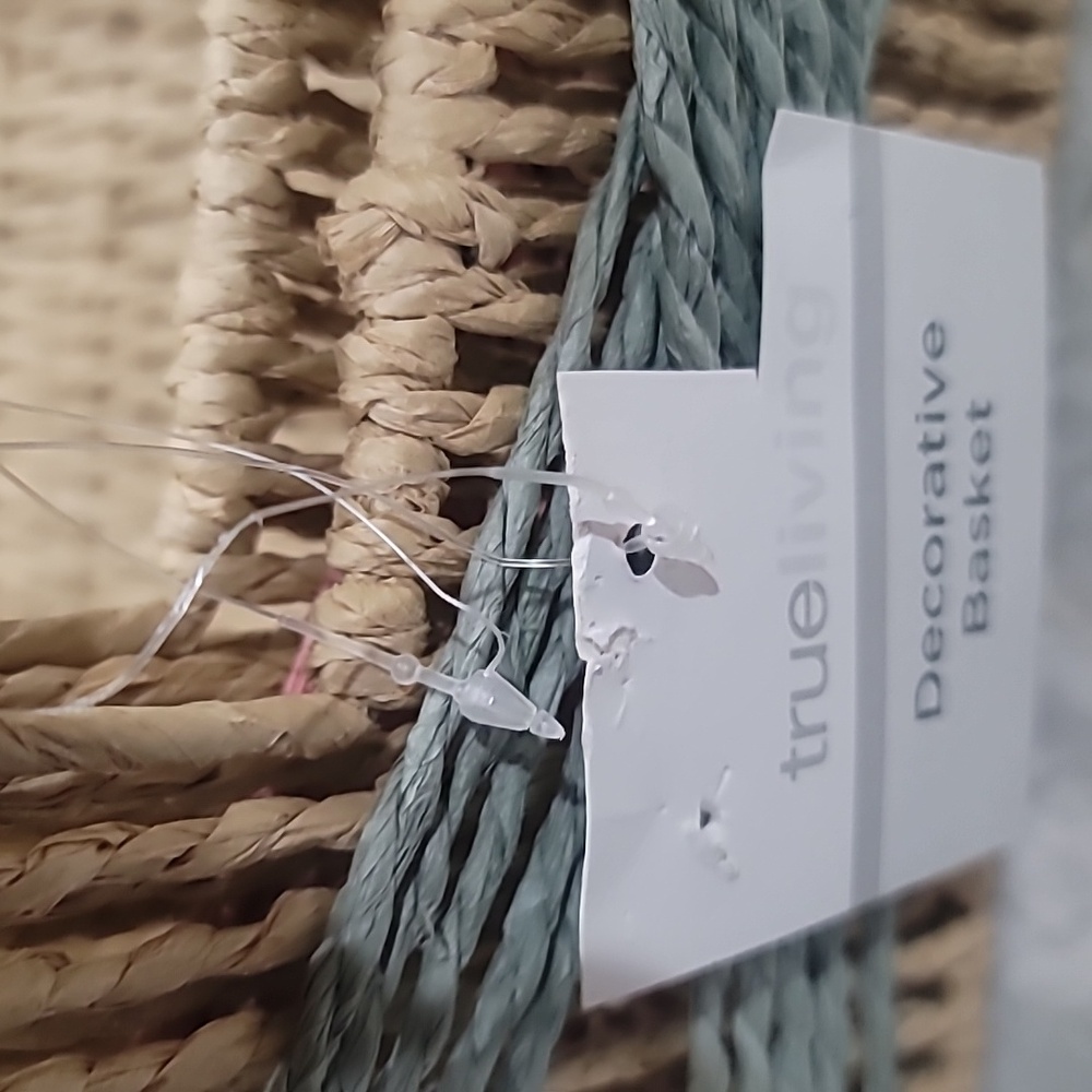 Woven Decorative Storage Basket Set - Natural with Pink & Sage Accents - Picture 2 of 4